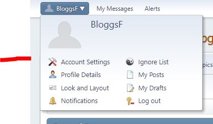Forum profile menu